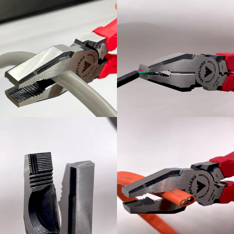 VAMPLIERS 9" Side Cutting Linemans Pliers with Crimper. Made in Japan. Heavy Duty High Leverage Design Screw Extractor Jaws - Image 4